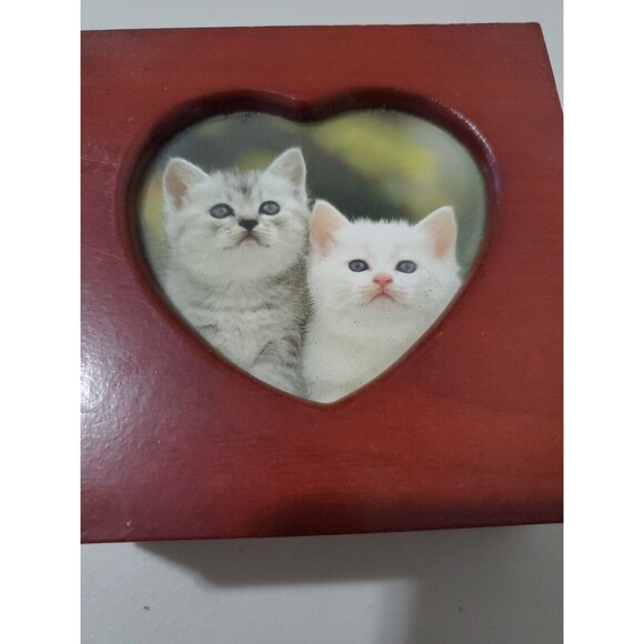 Vintage Cat Wood Jewelry Trinket Box - Picture 2 of 8